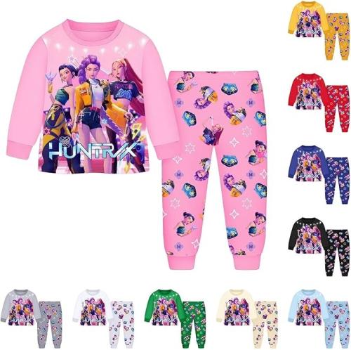 Pyjama 2 Pièces K-Kpop Pour Enfants Garçons Filles - T-Shirt Manches Longues Et Pantalon Doux Pour Nuit Et Fête - 2